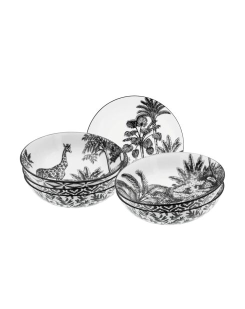 Set mit 6 Suppentellern Savana aus schwarzem Porzellan, 21 x 6,7 cm