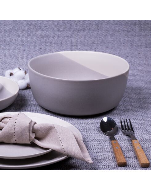 Saladier Terre de Sienne en céramique gris/blanc