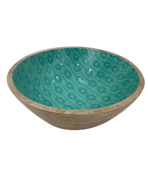 Saladier grand modèle Sea en bois de manguier bleu - 30,5x10 cm