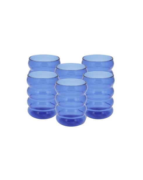 Set di 6 bicchieri Santorin in vetro blu - 350ml