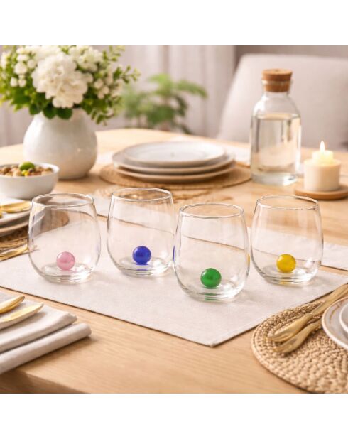 Set van 4 veelkleurige glazen Gaia - 500 ml