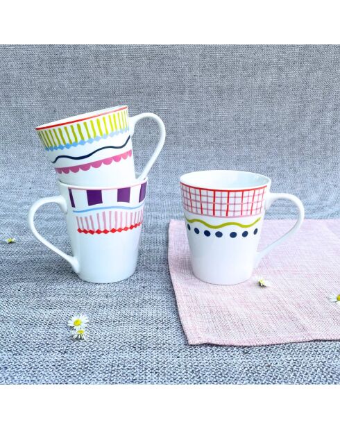 Set di 6 tazze Relax Sun in porcellana multicolore - 9×10cm