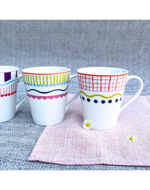 Set di 6 tazze Relax Sun in porcellana multicolore - 9×10cm