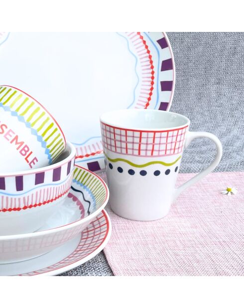 Set di 6 tazze Relax Sun in porcellana multicolore - 9×10cm