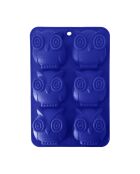 Moules 6 mini hiboux Happy cake en silicone bleu - 26x17x3,3 cm
