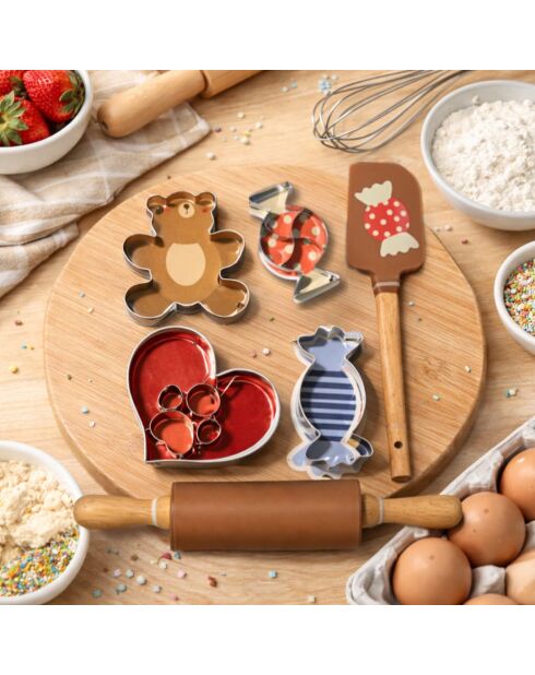 Lot de 6 accessoires Happy cake en silicone marron