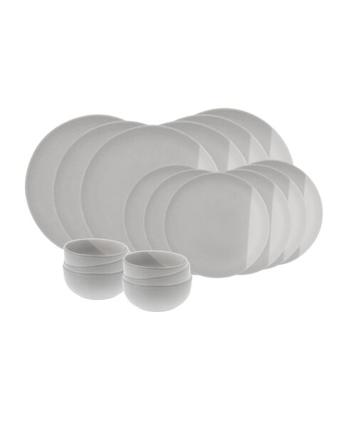 Set in ceramica grigio/bianco Terre de Sienne 18 pezzi