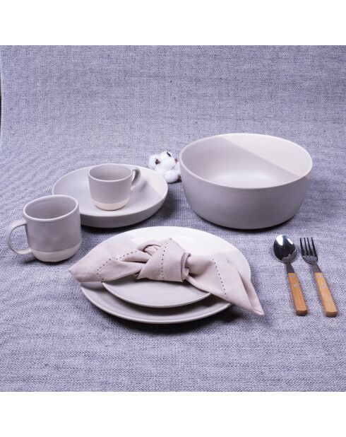 Set in ceramica grigio/bianco Terre de Sienne 18 pezzi