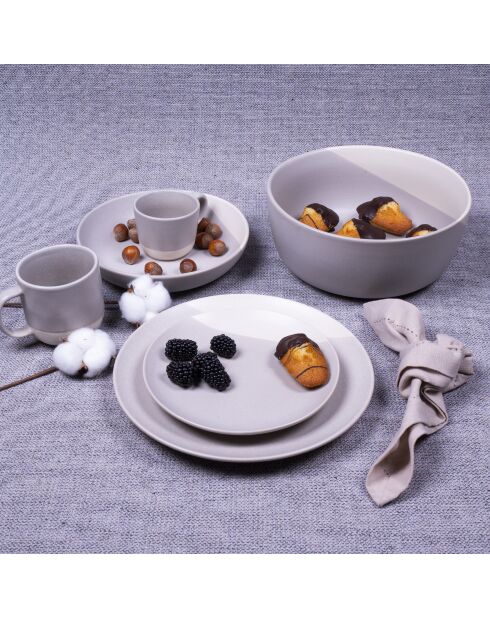 Set in ceramica grigio/bianco Terre de Sienne 18 pezzi