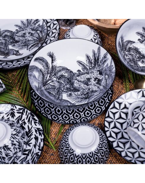 Savana 30-teiliges schwarzes Porzellanservice