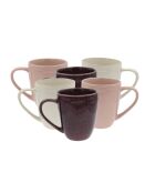 Lot de 6 mugs Terra en céramique roses - 8,3×10 cm