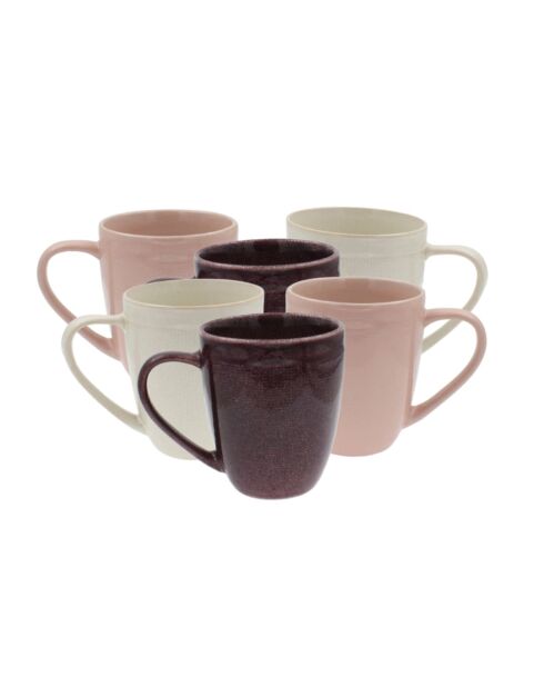 Lot de 6 mugs Terra en céramique roses - 8,3×10 cm