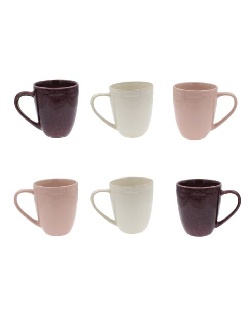 Lot de 6 mugs Terra en céramique roses - 8,3×10 cm