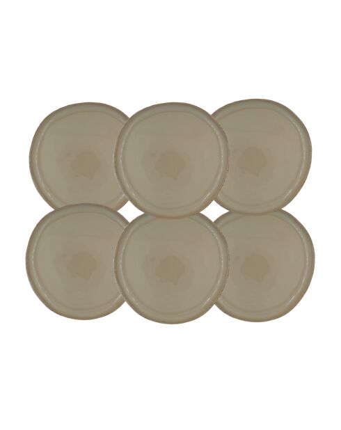 Juego de 6 platos Dune grandes de cerámica beige - D.26,8 cm