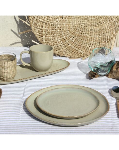 Juego de 6 platos Dune grandes de cerámica beige - D.26,8 cm