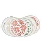 Set mit 6 großen Hanae Porzellantellern rosa/beige/grün - D.26,5 cm