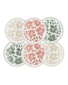 Set mit 6 großen Hanae Porzellantellern rosa/beige/grün - D.26,5 cm