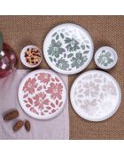 Set mit 6 großen Hanae Porzellantellern rosa/beige/grün - D.26,5 cm