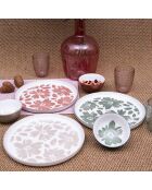 Set mit 6 großen Hanae Porzellantellern rosa/beige/grün - D.26,5 cm