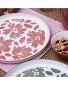 Set mit 6 großen Hanae Porzellantellern rosa/beige/grün - D.26,5 cm