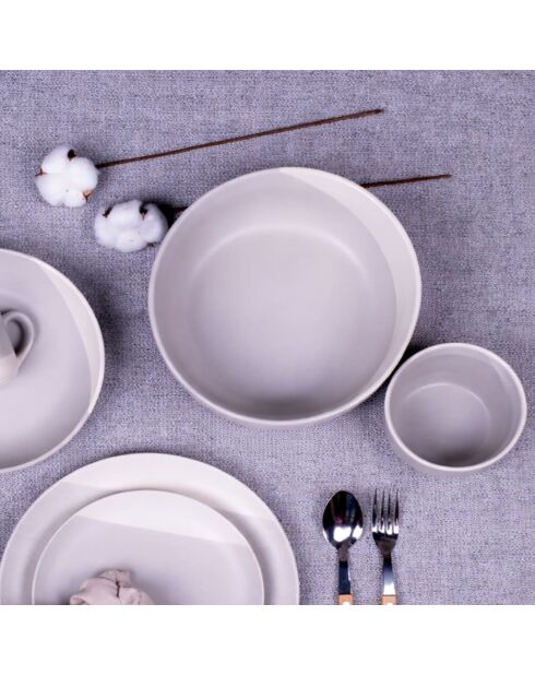 Juego de 6 cuencos medianos Terre de Sienne de cerámica gris/blanca, 14,2 × 6,5 cm