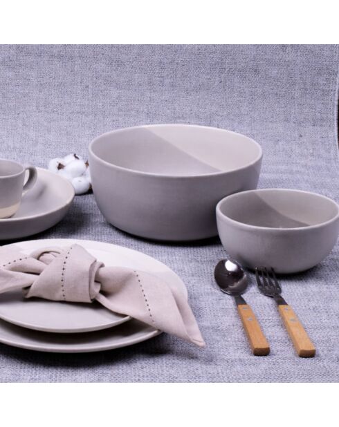 Juego de 6 cuencos medianos Terre de Sienne de cerámica gris/blanca, 14,2 × 6,5 cm