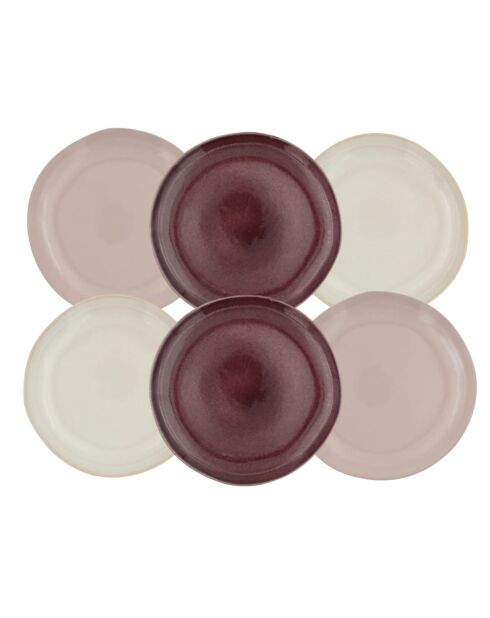 Lot de 6 grandes assiettes Terra en céramique roses - D.26 cm