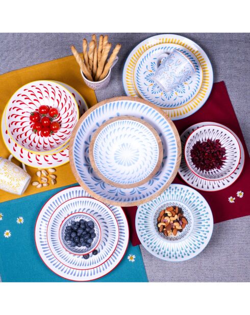 Lot de 6 assiettes à dessert Kyoto en porcelaine multicolores - 20,3x2 cm