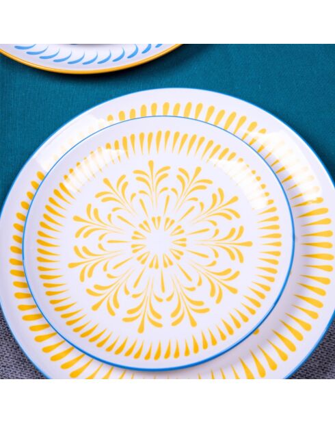 Lot de 6 assiettes à dessert Kyoto en porcelaine multicolores - 20,3x2 cm