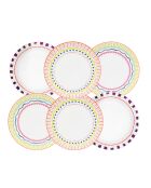 Set mit 6 großen Tellern Relax Sun aus mehrfarbigem Porzellan - D.27 cm