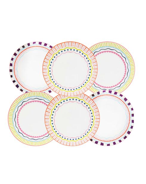 Set mit 6 großen Tellern Relax Sun aus mehrfarbigem Porzellan - D.27 cm
