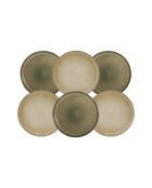 Set van 6 Terralha groen/beige keramische dessertborden - 19,8 cm