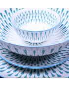 Lot de 6 grandes assiettes Kyoto en porcelaine multicolores - 27x2,5 cm