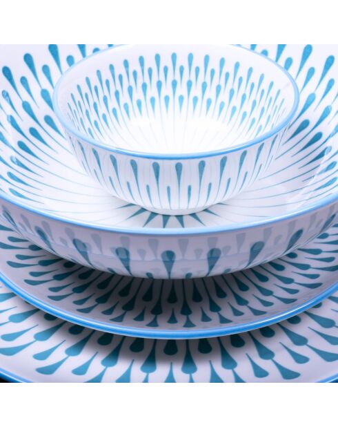 Lot de 6 grandes assiettes Kyoto en porcelaine multicolores - 27x2,5 cm