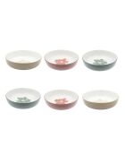 Set mit 6 Hanae Suppentellern aus rosa/beige/grünem Porzellan - 20x5 cm