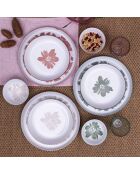 Set mit 6 Hanae Suppentellern aus rosa/beige/grünem Porzellan - 20x5 cm