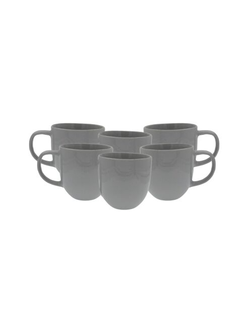 Set di 6 tazze in ceramica grigia con ciottoli - 12,5x9 cm