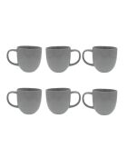 Set di 6 tazze in ceramica grigia con ciottoli - 12,5x9 cm