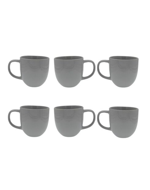 Set di 6 tazze in ceramica grigia con ciottoli - 12,5x9 cm
