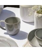 Set di 6 tazze in ceramica grigia con ciottoli - 12,5x9 cm