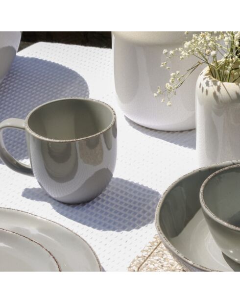 Set di 6 tazze in ceramica grigia con ciottoli - 12,5x9 cm