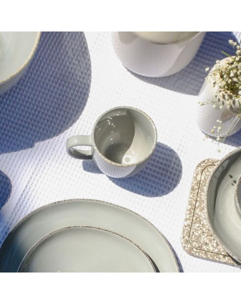 Set di 6 tazze in ceramica grigia con ciottoli - 12,5x9 cm