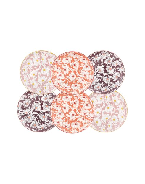 Lot de 6 petites assiettes Ophelia en porcelaine roses - D.26 cm