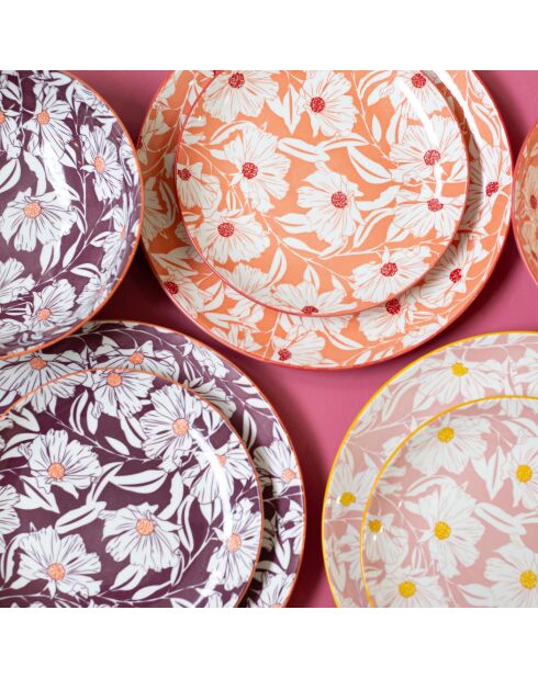 Lot de 6 petites assiettes Ophelia en porcelaine roses - D.26 cm