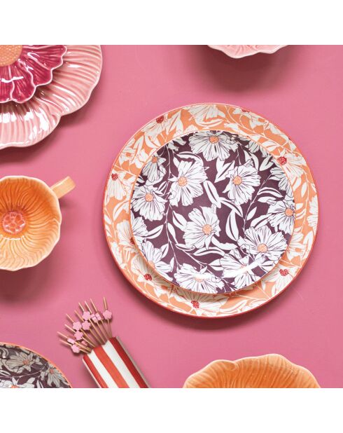 Lot de 6 petites assiettes Ophelia en porcelaine roses - D.26 cm