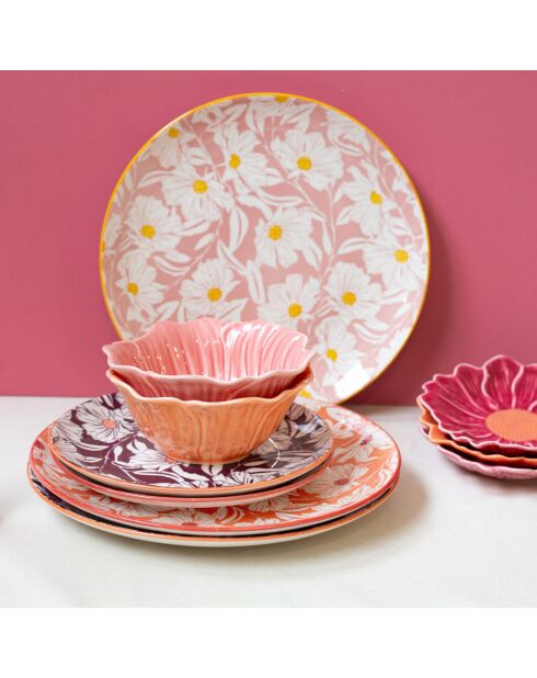 Lot de 6 petites assiettes Ophelia en porcelaine roses - D.26 cm