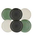 Lot de 6 grandes assiettes Mila en céramique vertes - D.26 cm
