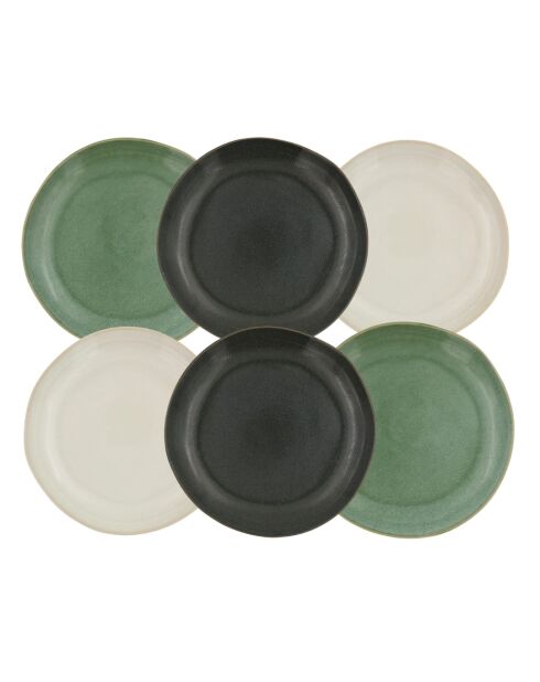 Lot de 6 grandes assiettes Mila en céramique vertes - D.26 cm