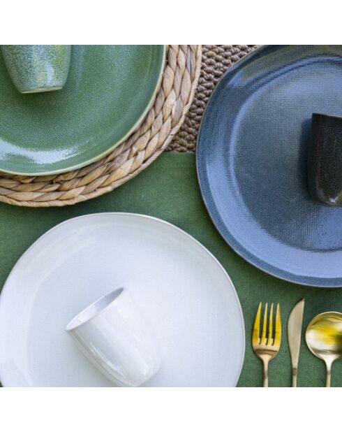 Lot de 6 grandes assiettes Mila en céramique vertes - D.26 cm