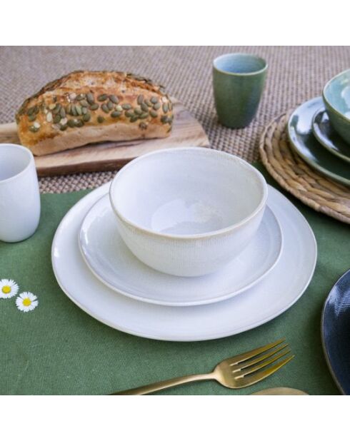 Lot de 6 grandes assiettes Mila en céramique vertes - D.26 cm